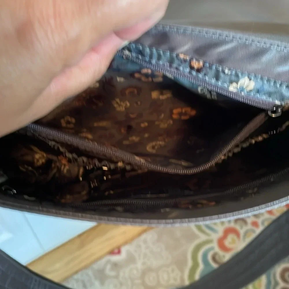 Lug Soar Gunmetal crossbody Quilted shimmer iridescent magnetic close adjustable
